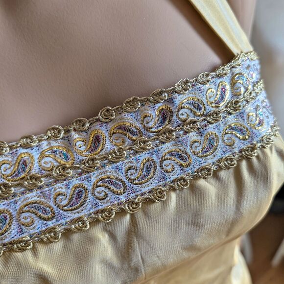 Vintage 90s Zum Zum Prom Dress Gold Brocade Gown Princess Formal Size 3 - Picture 6 of 13